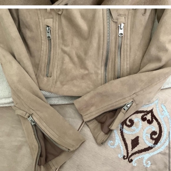 Abercrombie & Fitch Suede Fringe Moto Crop Jacket - Picture 7 of 7